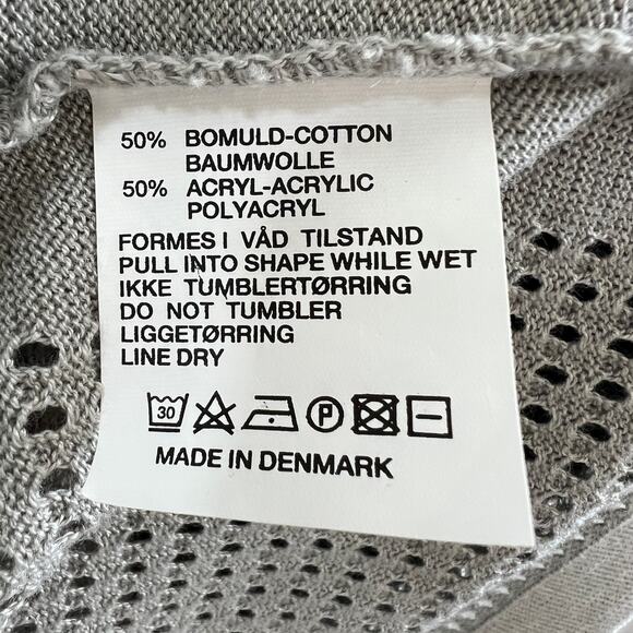 Nita Ideas Cotton-Blend Open-Knit Gray Cropped Boxy T-Shirt Tee Top Relaxed L - Picture 9 of 9